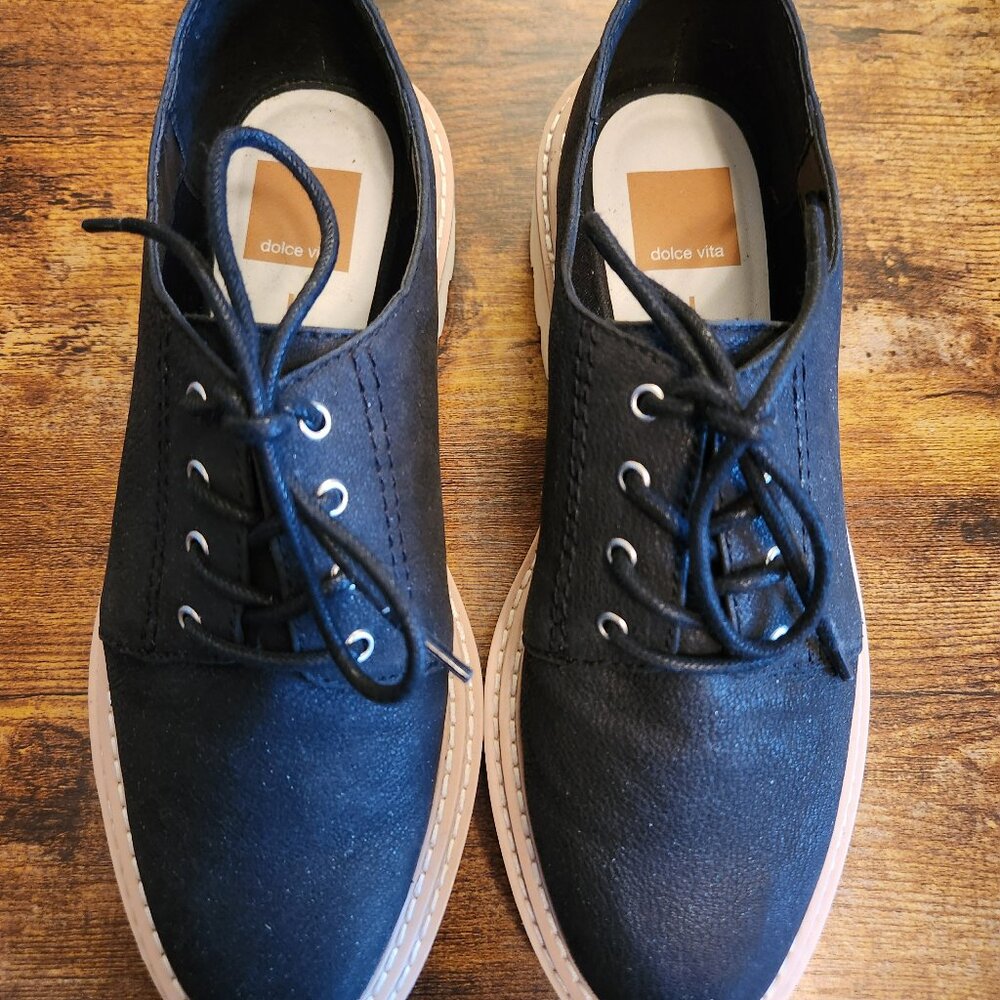 Dolce Vita Martie Oxford Onyx Black Nubuck Leather Like New Size 8